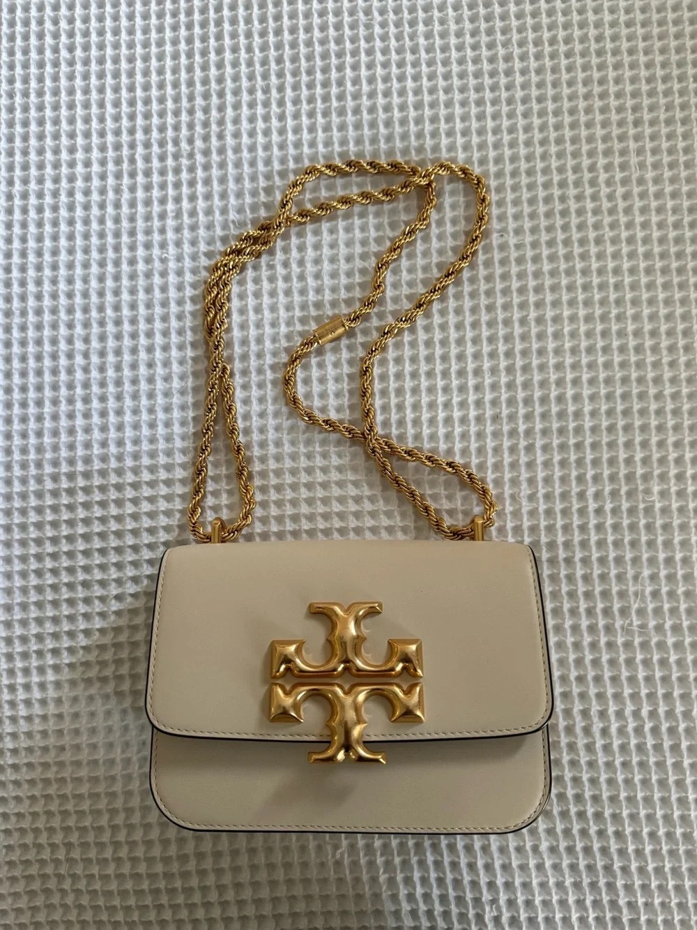 Tory Burch Cream Leather Crossbody with Gold Hardware